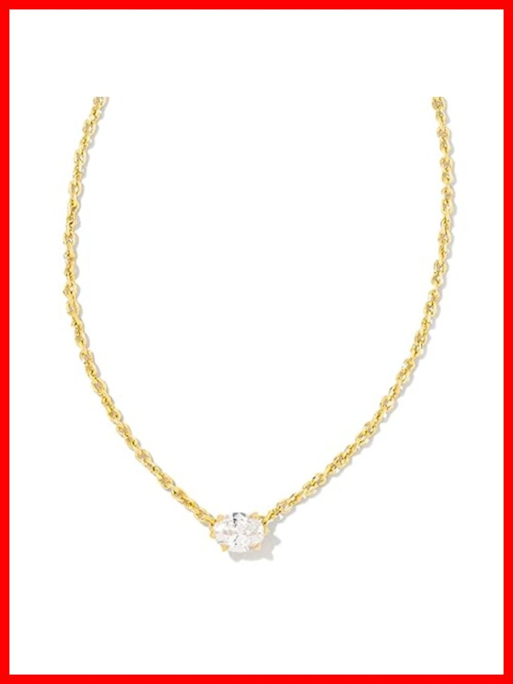 Gold Plated Brass Pendant Necklace Cubic Zirconia 16in Celebratory